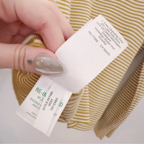 J. Crew Men's Cotton Split-Hem Sweater In Stripe Yellow White Mustard - Picture 4 of 7